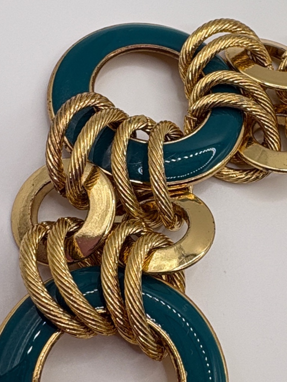Banana Republic Teal Enamel & Gold Link Bracelet 7” - Picture 9 of 9